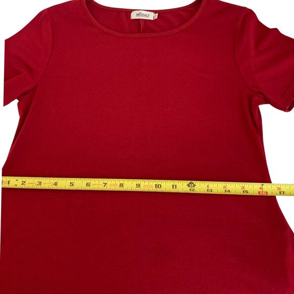 MISSKY Red Dresses for Women Short Sleeve Pocket Midi Swing Casual Summer Dress - Picture 8 of 9